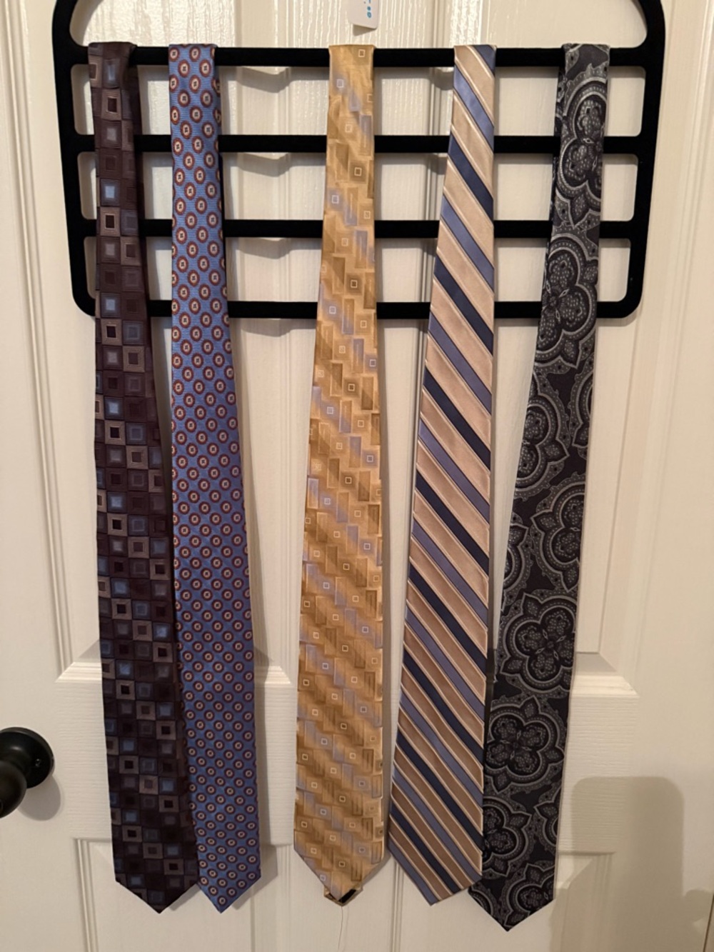 Roundtree & Yorke Five-Tie Set in Brown, Blue, Gold, Beige, and Gray